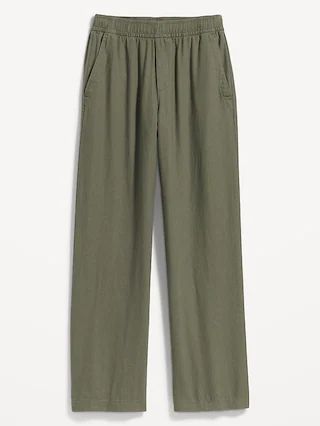 High-Waisted Linen-Blend Wide-Leg Pants for Women | Old Navy (US)