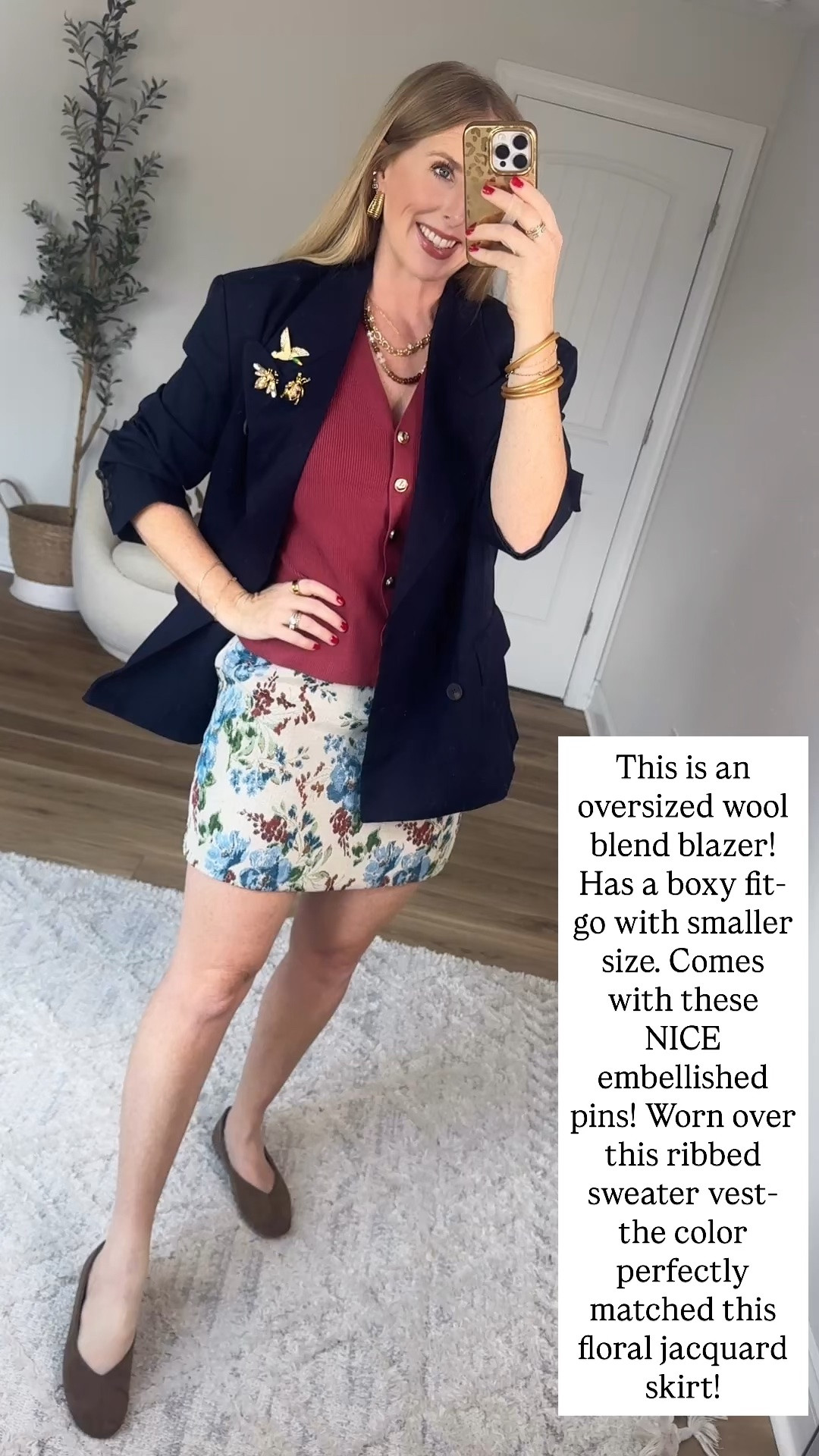Walmart style, navy blazer, floral skirt, Walmart fashion

#LTKootd