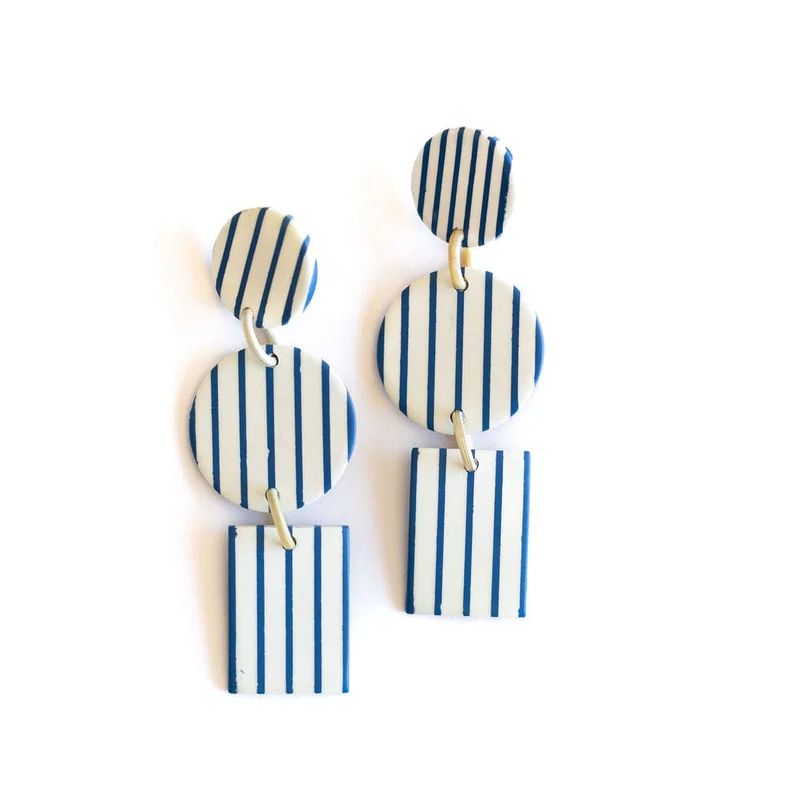 Blue Stripe Harbor Earrings | Sunshine Tienda