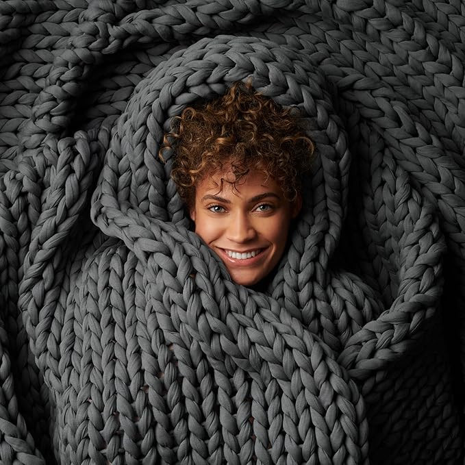 Bearaby Cotton Hand-Knit Weighted Blankets for Adults - Chunky Knit Blanket - Sustainable, Breath... | Amazon (US)