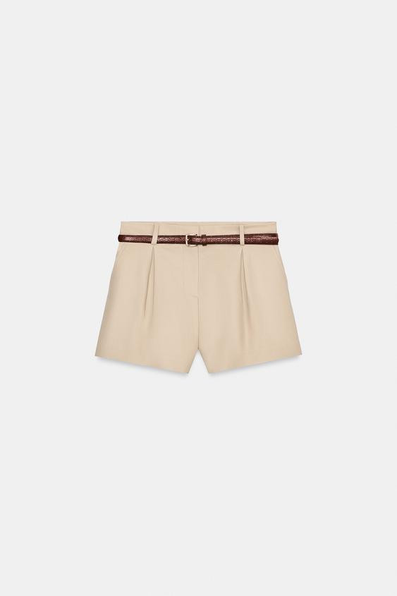 HIGH-WAISTED BELTED SHORTS | Zara US