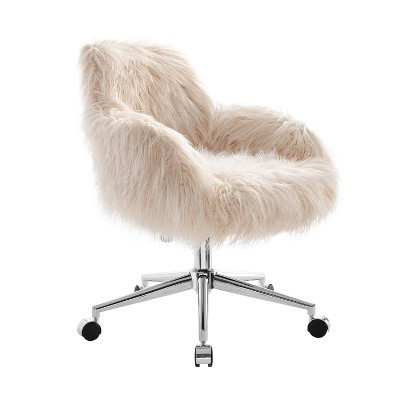 Fiona Modern Faux Fur Swivel Office Desk Chair Pink - Linon | Target