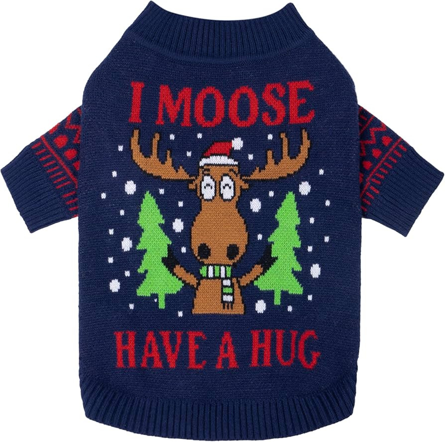 Fitwarm Funny Moose Dog Ugly Christmas Sweater, Winter Dog Clothes for Small Dogs Girl Boy, Pet X... | Amazon (US)