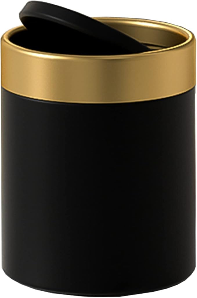 Small Trash Can with Lid, Mini Desk Trash Can, 1.5 Liter / 0.4 Gallon Small Metal Garbage Can for... | Amazon (US)