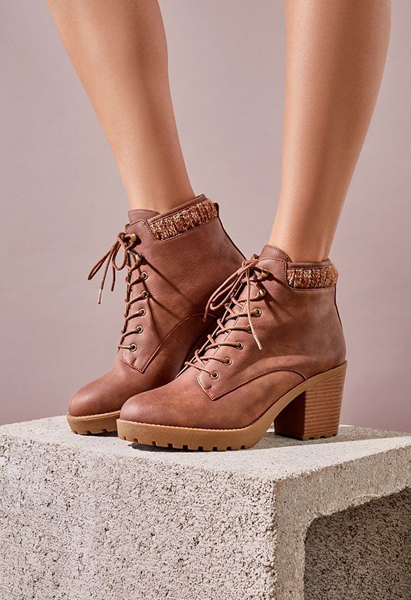 Brooke Sweater Cuff Lace-Up Bootie | JustFab