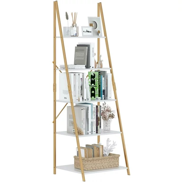 Homfa Ladder Shelf, 5 Tier Modern Bookcase, Multifunctional Bookshelf Storage Rack, Plant Flower ... | Walmart (US)