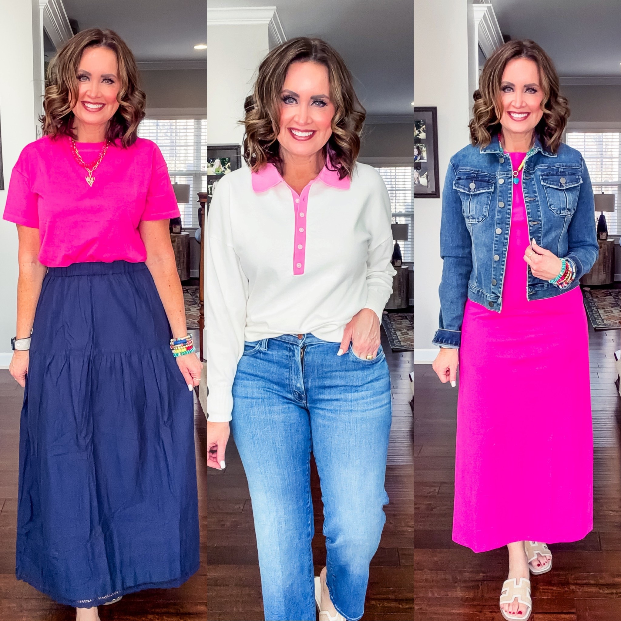 Old Navy Basics 
Tshirt - runs big, I recommend sizing down 
Skirt, jeans & dress run true to size 

Also linked other old navy pieces I love 