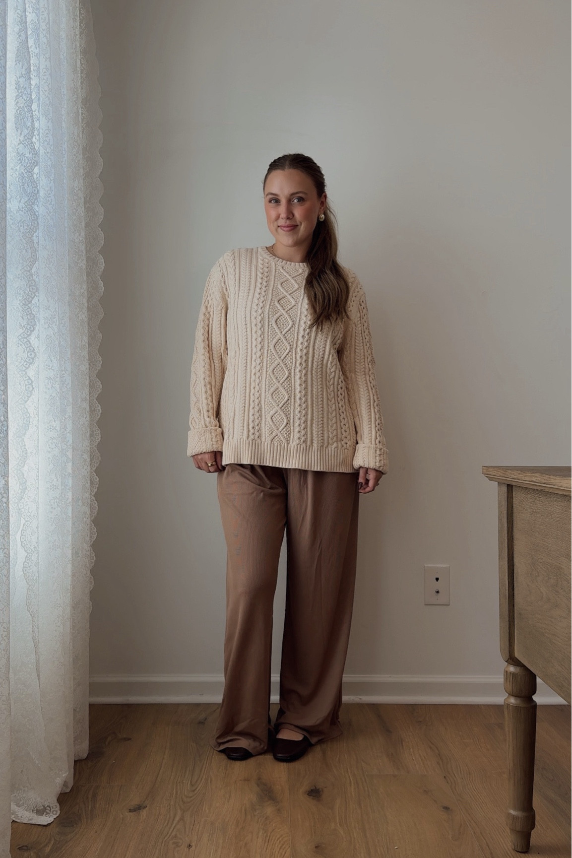 Cozy, flowy, and perfect for Thanksgiving dinner! 

wearing a large sweater, medium pants. (I'm 5'3 and usually a 27 for reference). #founditonamazon 

#LTKHoliday #LTKSeasonal #LTKStyleTip