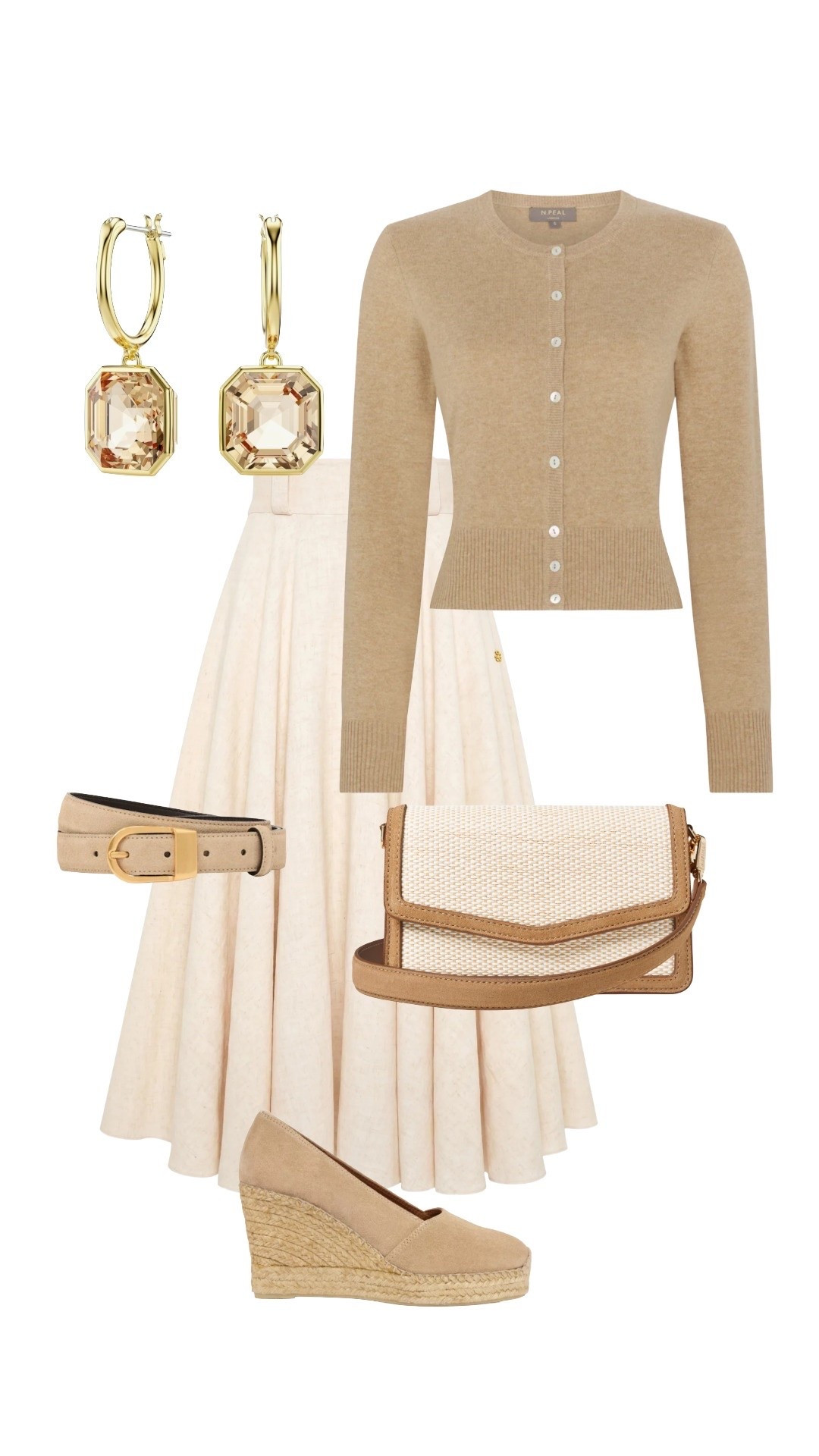 The new neutrals - partnering a timeless natural linen full skirt with a cashmere cropped cardigan and beautiful accessories for an elegant and understated look that will turn heads for its stylish simplicity 💫

Cropped Cashmere Cardigan - N Peal

Full Linen Skirt - Holland Cooper

Espadrilles in Sand - Penelope Chilvers 

Drop Crystal Earrings - Swarovski 

Clutch Bag - Aspinal of London

#LTKsummer #LTKluxury #LTKeurope