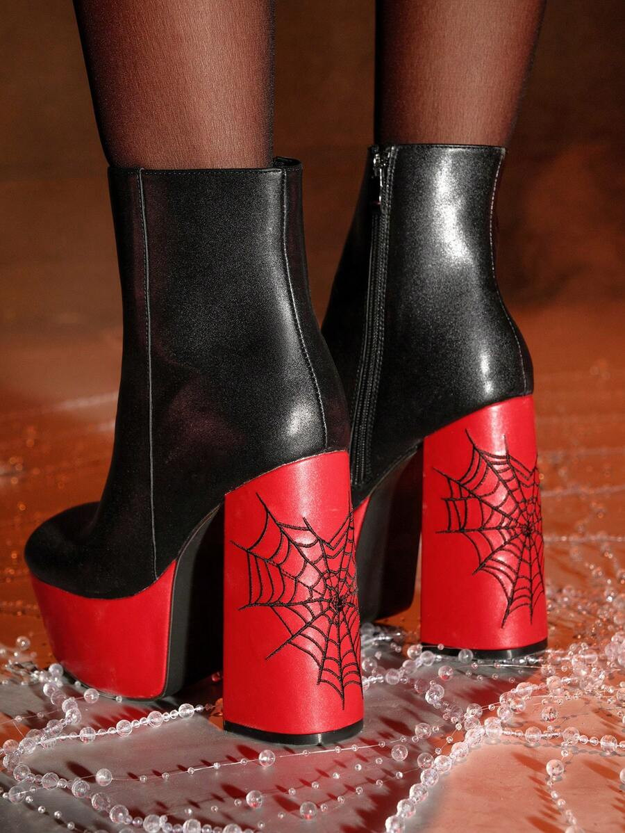 CUCCOO SZL Square Toe Chunky Heel Outdoor Waterproof Platform Embroidery Fashion Casual & Party S... | SHEIN