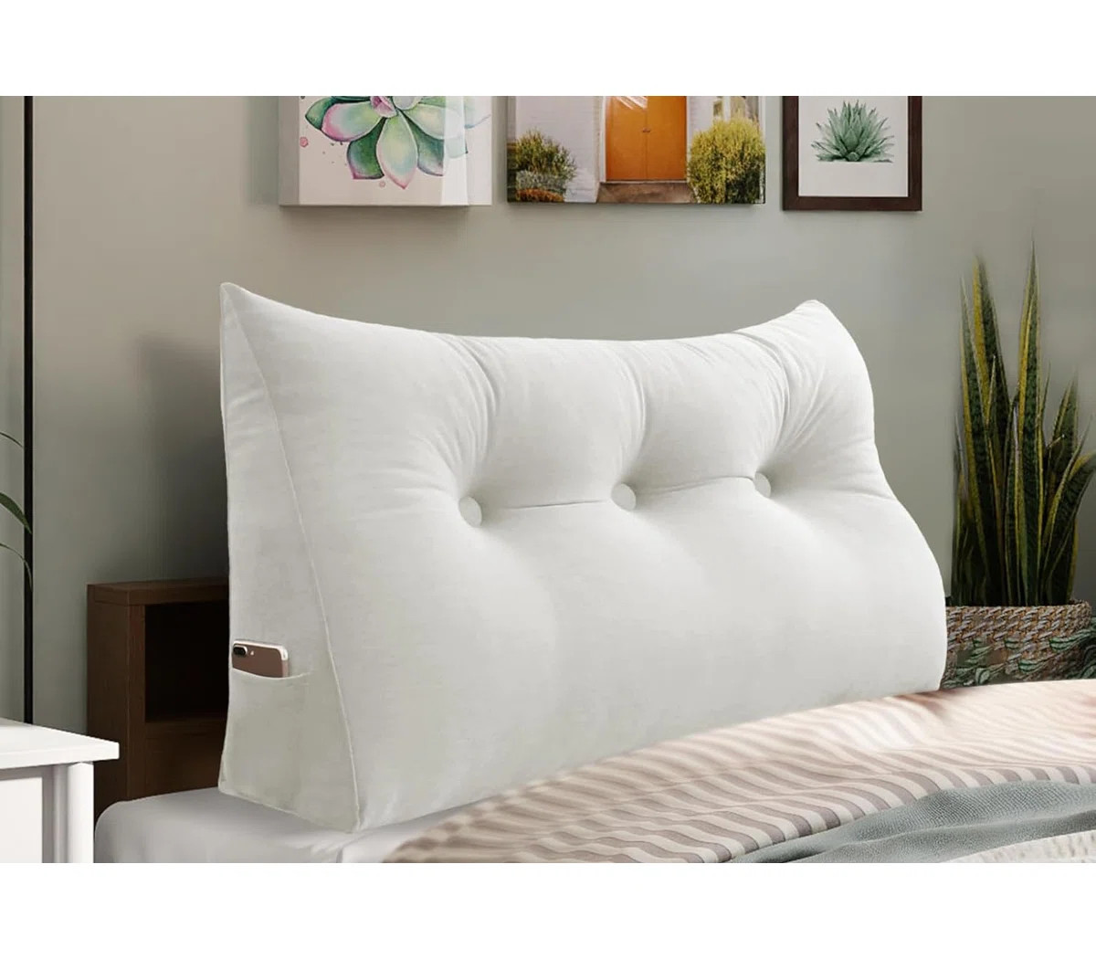 WOWMAX Sit-up Back Comfort 100% Cotton Velvet Wedge Headboard Reading Pillow with Removable & Was... | Wayfair North America