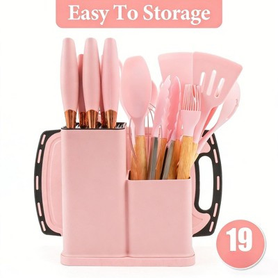 19-Piece Cooking Tools and Knives Set, Kitchen Utensils Set, Non-Scratch, Heat-Resistant, Valentines Gift (Pink) | Target