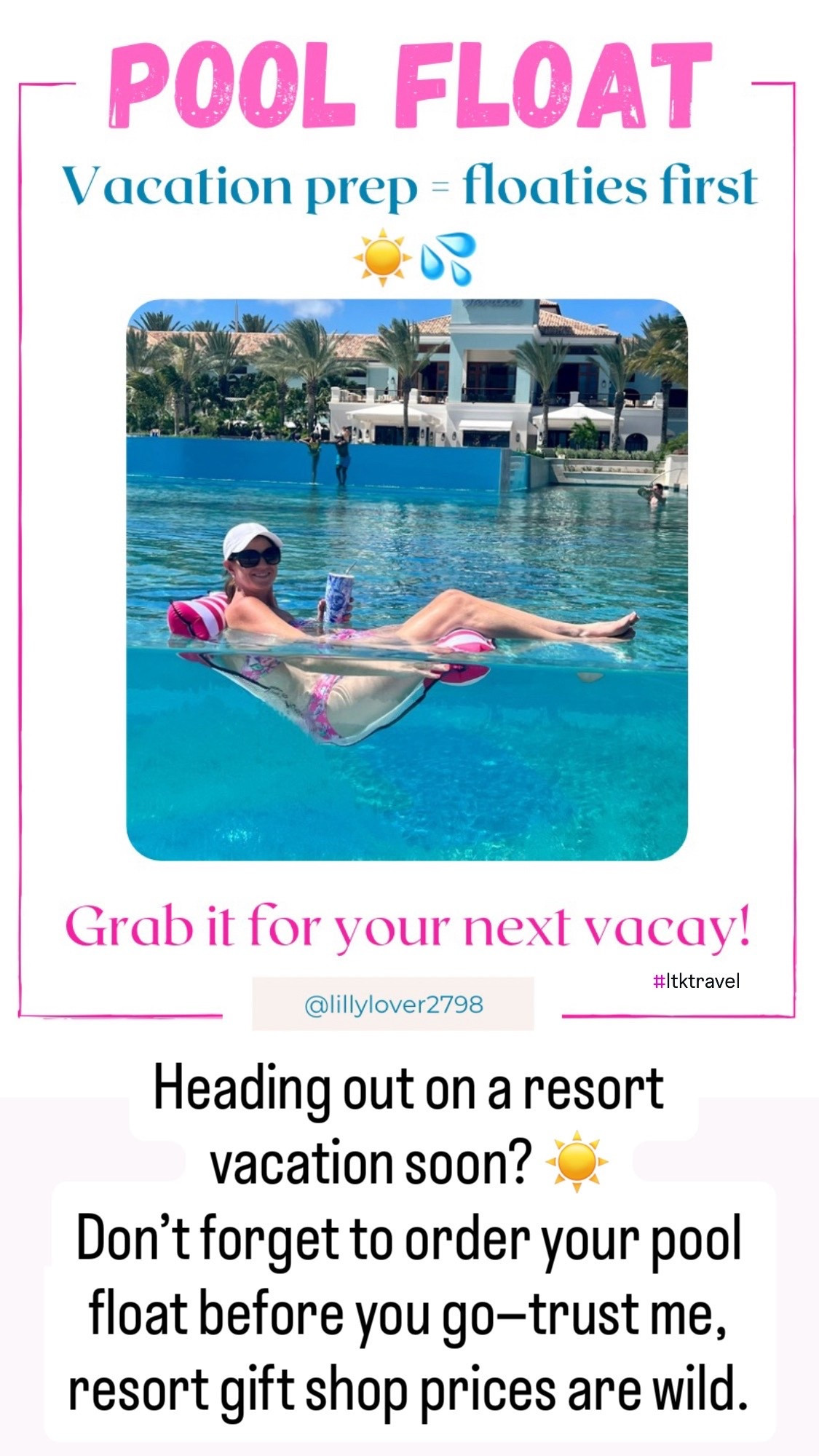 Travel Essential

Heading out on a resort vacation soon? ☀️
Don’t forget to order your pool float before you go—trust me, resort gift shop prices are wild.

These floaties are lightweight, packable, and such a fun upgrade for pool or beach days. I’m linking my favorites plus a few swim must-haves and travel essentials I never travel without.

Bonus: they make a great stocking stuffer or gift for anyone with a trip on the calendar 🏖️✈️
Grab them now while the deals are good!

pool float
resort vacation essentials
travel essentials
vacation must haves
swim accessories
poolside essentials
cruise essentials
beach vacation finds
travel gift ideas
stocking stuffer ideas
resort wear
vacation packing list

#VacationReady
#ResortVacation
#PoolsideStyle
#TravelMustHaves
#VacationEssentials
#LTKTravel
#TravelFinds
#VacationShopping
#LTKFindsUnder50 
#LTKSwim 
#PoolFloat
#BeachBound
#GiftIdeas
#StockingStufferIdeas
#TravelGifts
#ResortLife

#LTKSaleAlert #LTKGiftGuide #LTKFindsUnder50