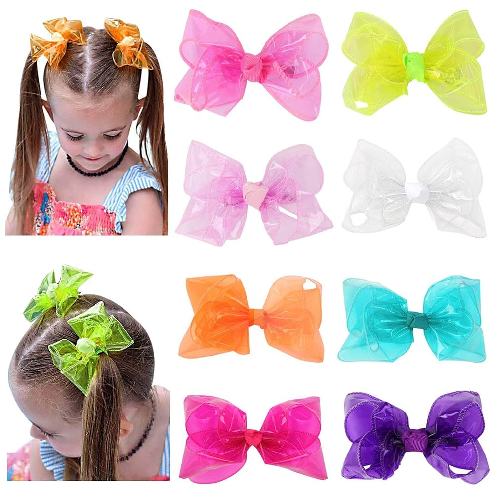 Waterproof Jelly Hair Bows, Multi-colored PVC Summer Swim Pool Bow Clips Transparent Hair Accesso... | Amazon (US)