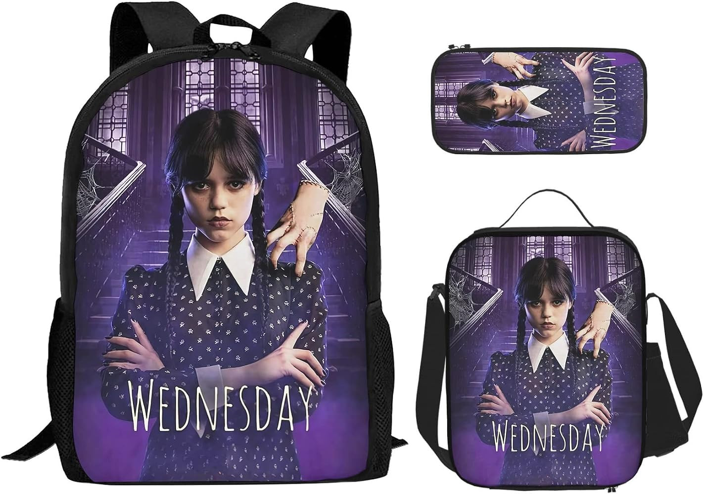APLOMBOY Wednesday Backpack.17 Inch Children's Backpack，School Backpack Set For Boys And Girls-2 | Amazon (US)