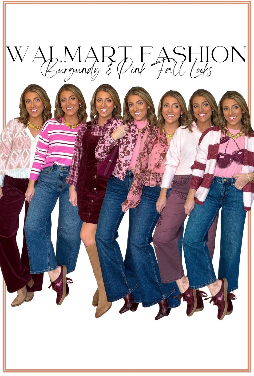 Burgundy + pink might just be my favorite color combo right now! 💕🍷 These Walmart fashion finds make the prettiest fall outfits with rich burgundy tones, soft pinks, feminine florals, cozy sweaters, denim and so many fun layers. 😍

From casual Walmart outfits with jeans and sneakers to pretty fall dresses, cardigans, skirts and statement sweaters, there are SO many cute ways to wear these colors this season! I love how everything mixes and matches to create outfits that feel colorful, feminine and perfect for fall. 💗✨

So many of these Walmart fall fashion finds look way more expensive than they are, too! 🙌🏻

#WalmartFashion #WalmartFinds #WalmartStyle #WalmartOutfits #WalmartFallFashion #FallFashion #FallOutfitIdeas #AffordableFashion #AffordableStyle #BurgundyOutfit #PinkOutfit #FallStyle #WomensFashion #WomensOutfits #FallWardrobe

#LTKootd #LTKPetite