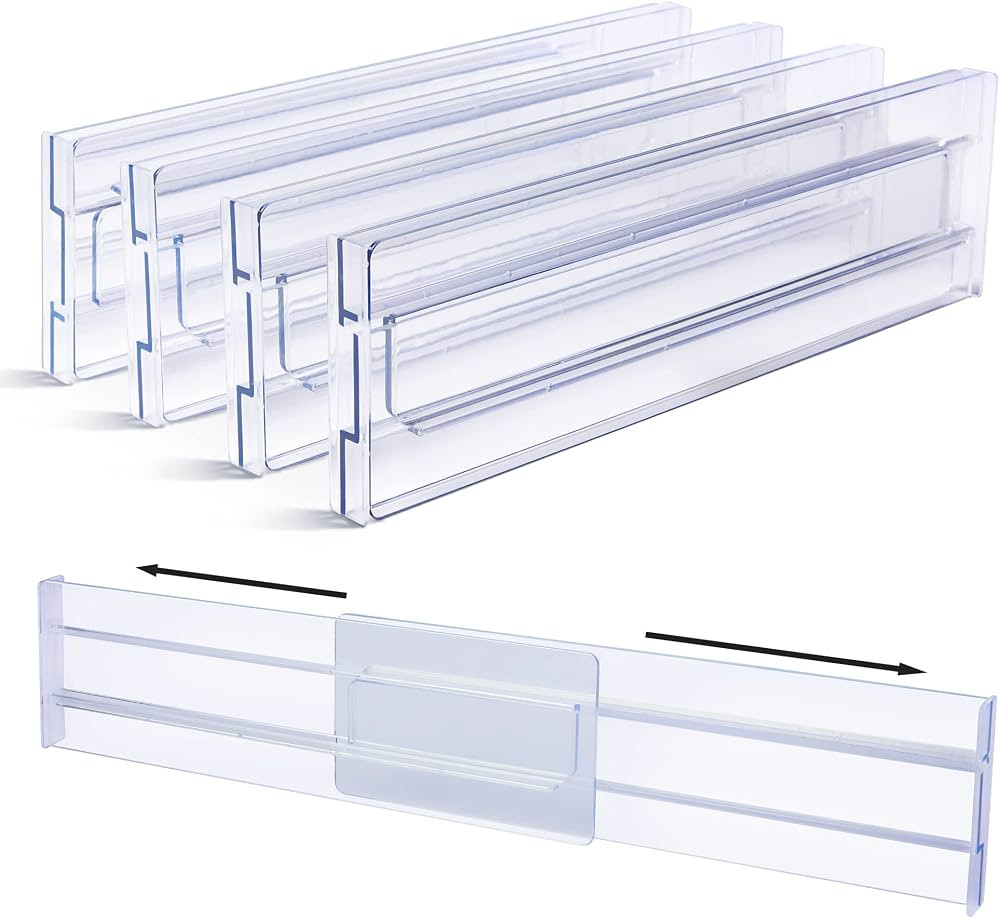 Drawer Dividers Organizers 4 Pack, Vtopmart Adjustable 3.2" High Expandable from 12.2-21.4" Kitch... | Amazon (US)