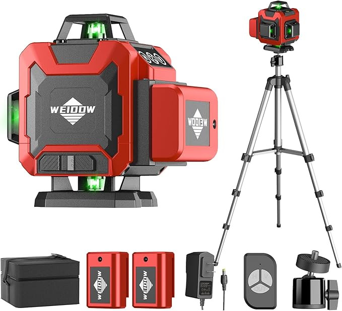 Laser Level 360 Self Leveling with Tripod,WEIDDW 4D Lazer Level,4x360° Cross Line Laser for Cons... | Amazon (US)