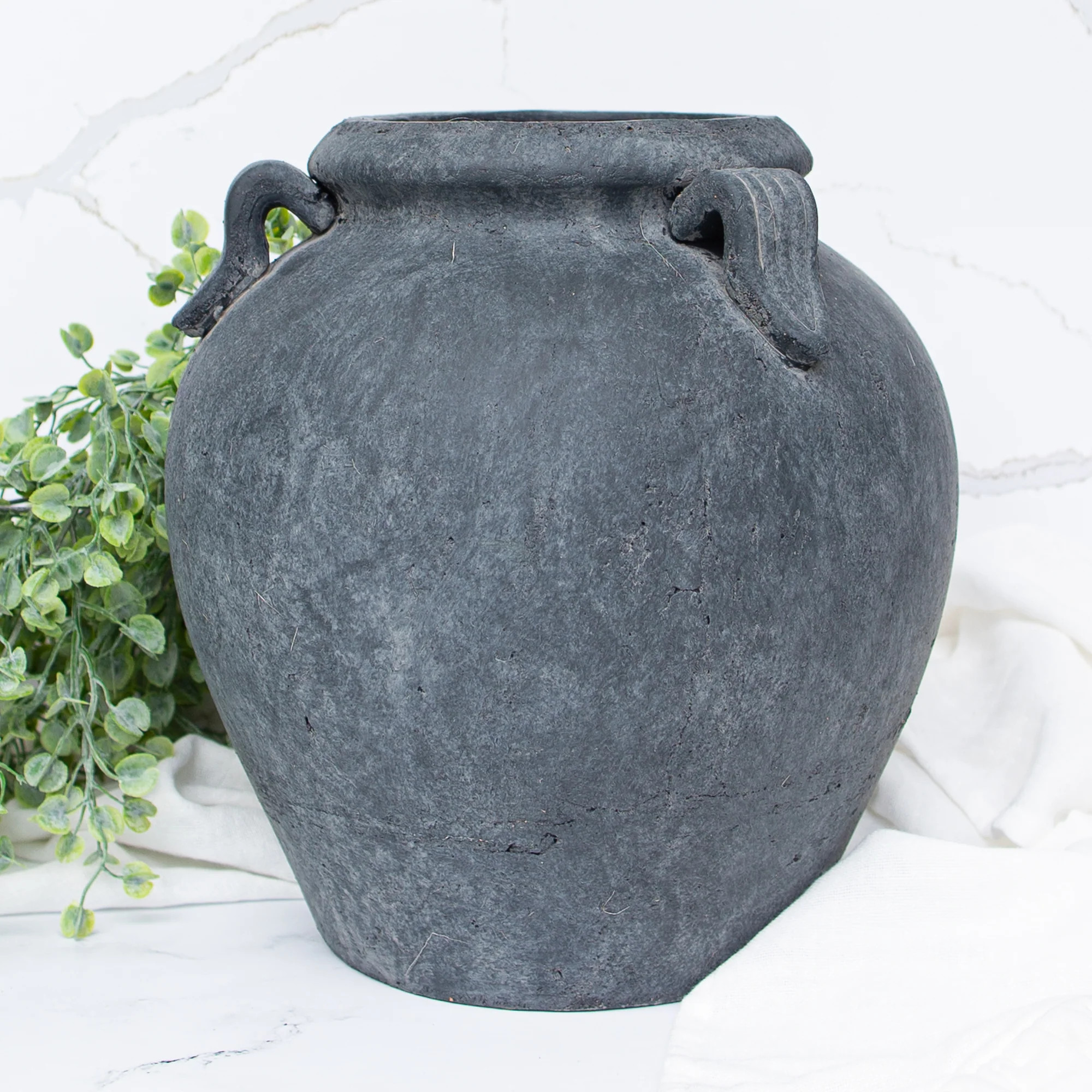 11” Charcoal Clay Pot | Interior Delights
