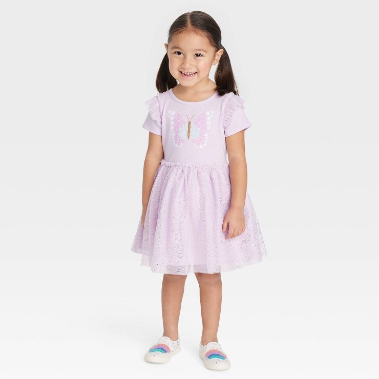 Toddler Girls' Butterfly Tulle Dress - Cat & Jack™ Purple | Target