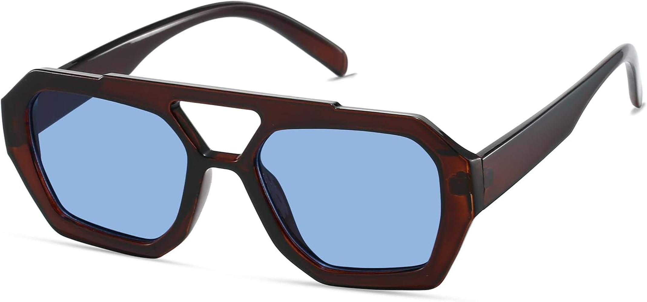 Xpectrum Retro Trendy Aviator Sunglasses for Womens Mens Vintage Hexagonal Square Double Bridge S... | Amazon (US)