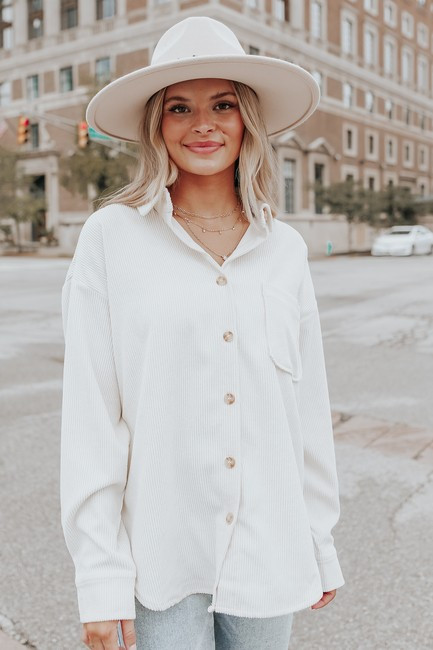 Campfire Crush Ivory Corduroy Shirt | Magnolia Boutique