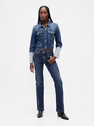 Pin-Cuff Crop Icon Denim Jacket | Gap (US)
