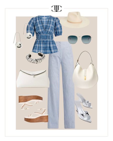 A perfect look to enjoy a day out shopping or a relaxing dinner with friends. 

Blouse, poplin blouse, high waisted pants, sun hat, heels, wedge sandals, clutch, summer outfit, summer look, sunglassses

#LTKover40 #LTKstyletip #LTKshoecrush