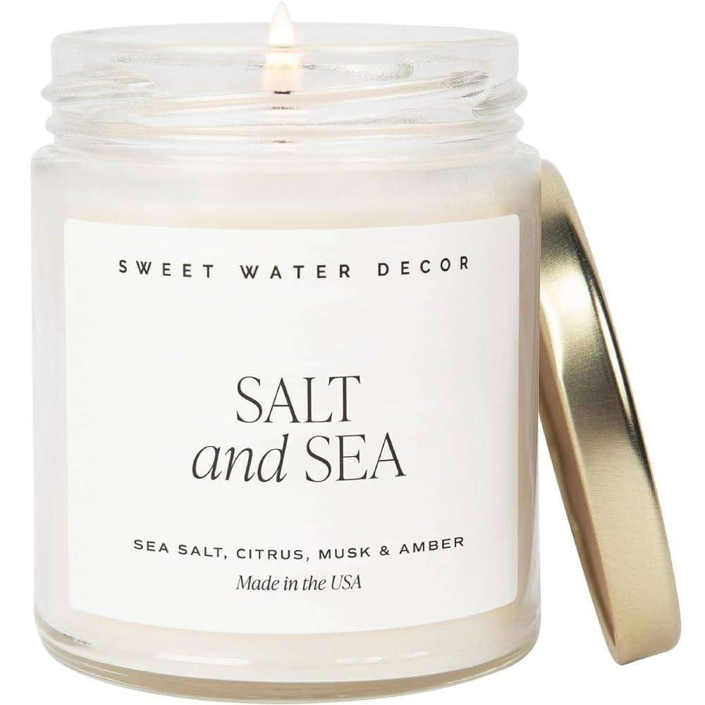 Sweet Water Decor Salt and Sea Candle - Sea Salt, Musk, and Amber Scents - Beach Candles and Deco... | Amazon (US)
