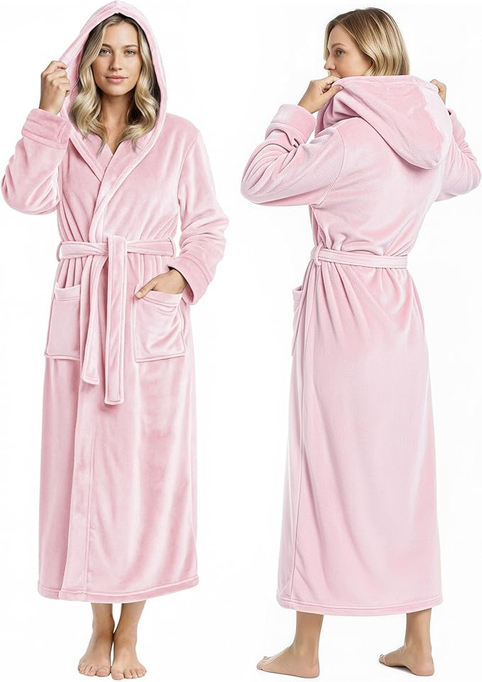 NY Threads Premium Womens Robe with Hood, Plush Fleece Long Bath Robe for Women, Fluffy Soft Wome... | Amazon (US)