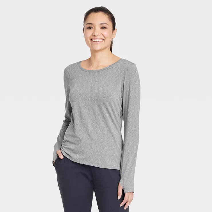 Women's Essential Crewneck Long Sleeve T-Shirt - All in Motion™ | Target