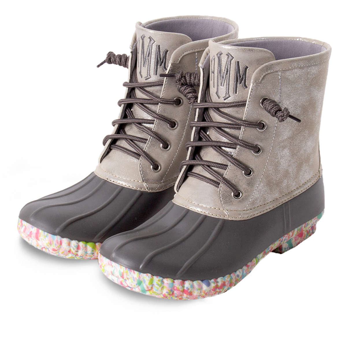 Monogrammed Confetti Duck Boots | Marleylilly