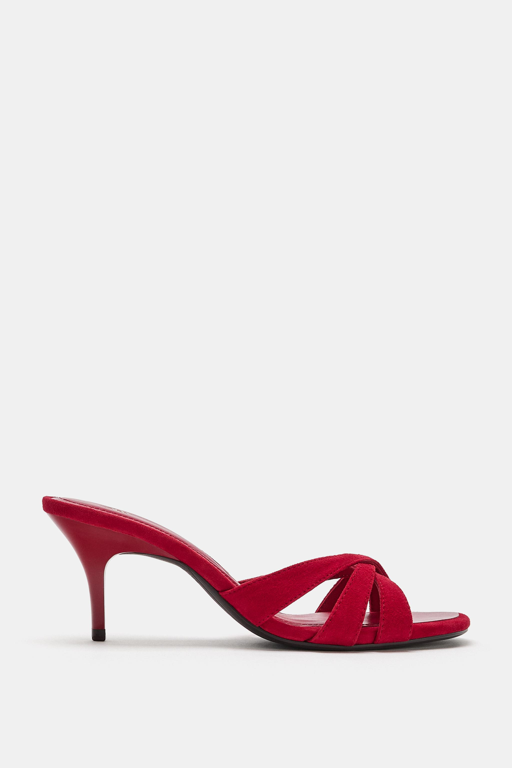 LEATHER HEELED MULE SANDALS | Zara US