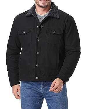 MOERDENG Men's Washed Cotton Sherpa Lining Thickened Warm Jacket Multi Pocket Coat | Amazon (US)