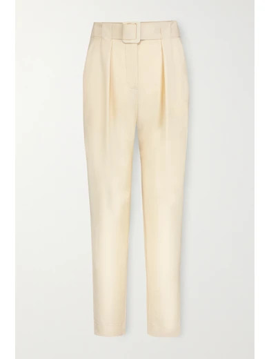 Envelope1976 - Net Sustain Pfeiffer Belted Pleated Wool Pants - Cream | NET-A-PORTER (US)