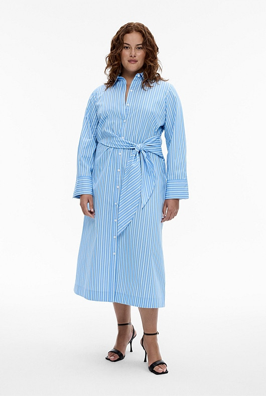 Stripe Wrap Waist Shirt Dress | Witchery (AU)