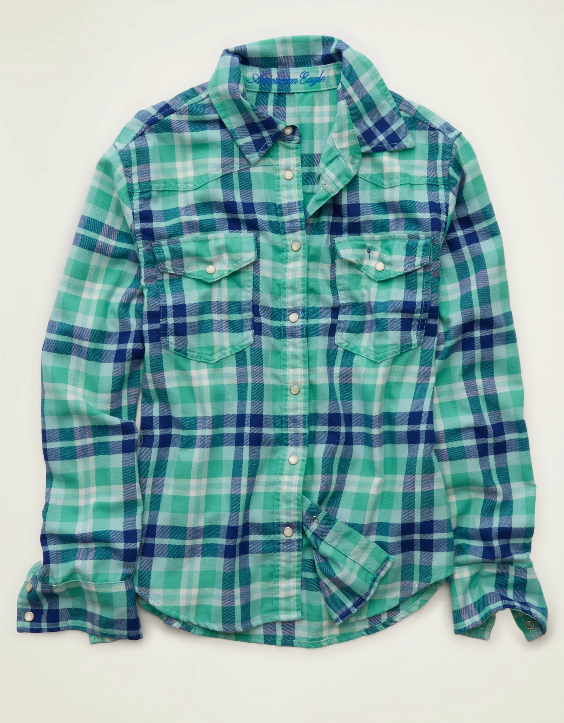 AE Throwback Flannel Button-Up Shirt | American Eagle Outfitters (US & CA)