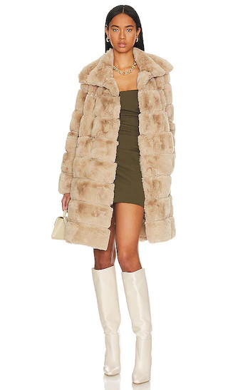 Adrienne Landau x REVOLVE Faux Fur Long Coat in Beige. - size S | Revolve Clothing (Global)