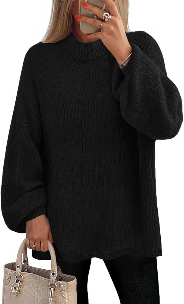 MEROKEETY Women's Long Sleeve Oversized Knit Sweaters 2025 Fall Trendy Casual Chunky Crewneck Pul... | Amazon (US)