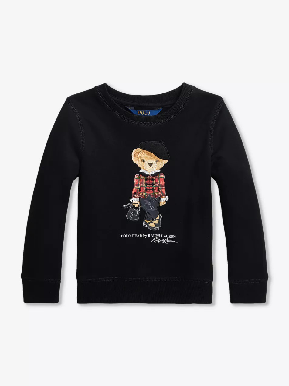 Girls Polo Bear-print cotton-blend sweatshirt | Selfridges