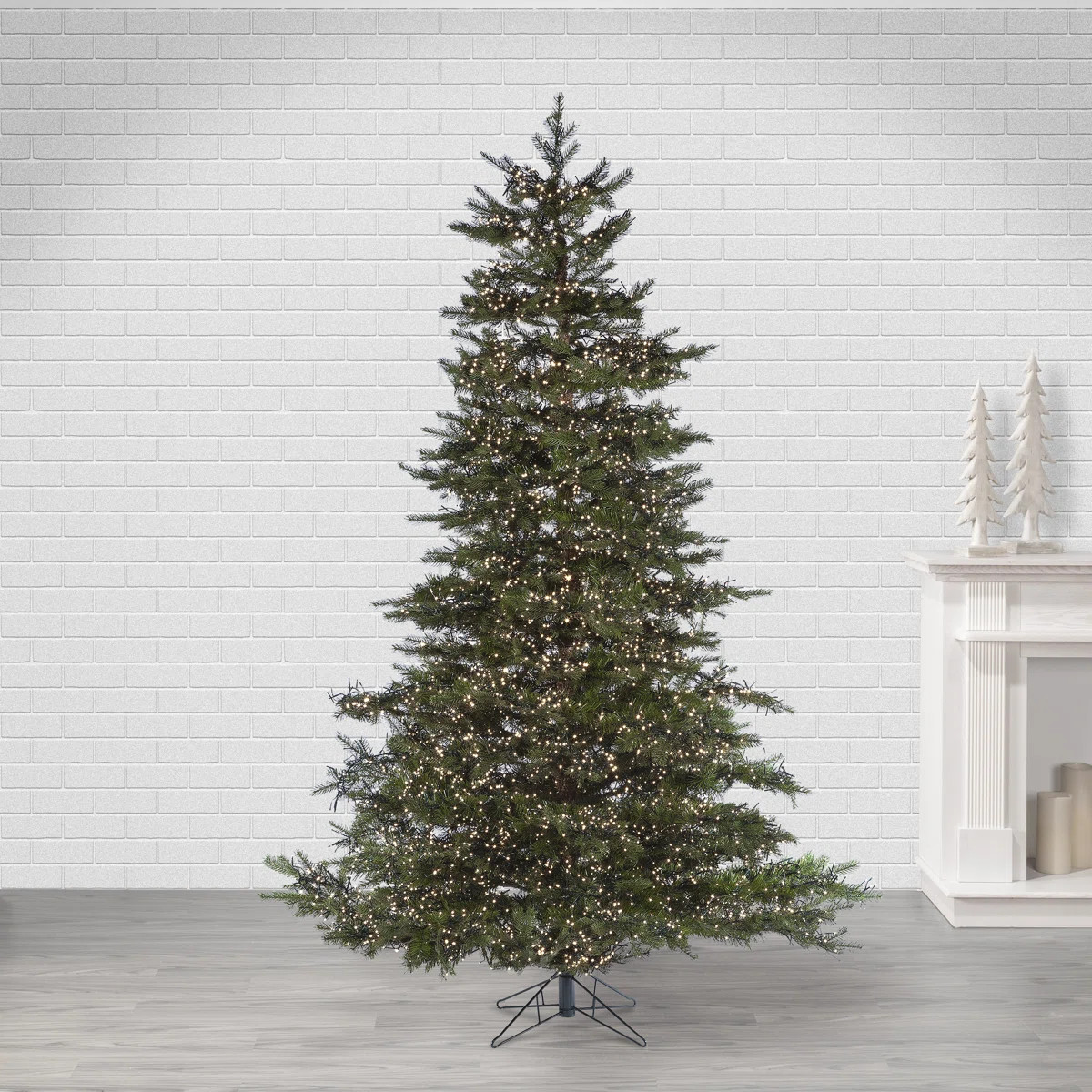 The Holiday Aisle® Natural-Cut Monaco 7.5' Green Pine Artificial Christmas Tree with 8032 Clear ... | Wayfair North America