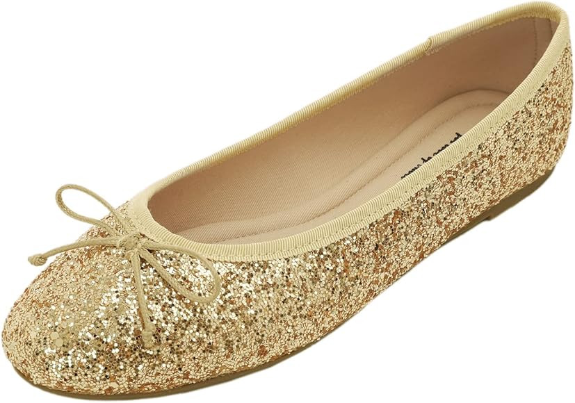 FEVERSOLE Women's Macaroon Colorful Memory Foam Cushion Insock Patent Ballet Flat | Amazon (US)