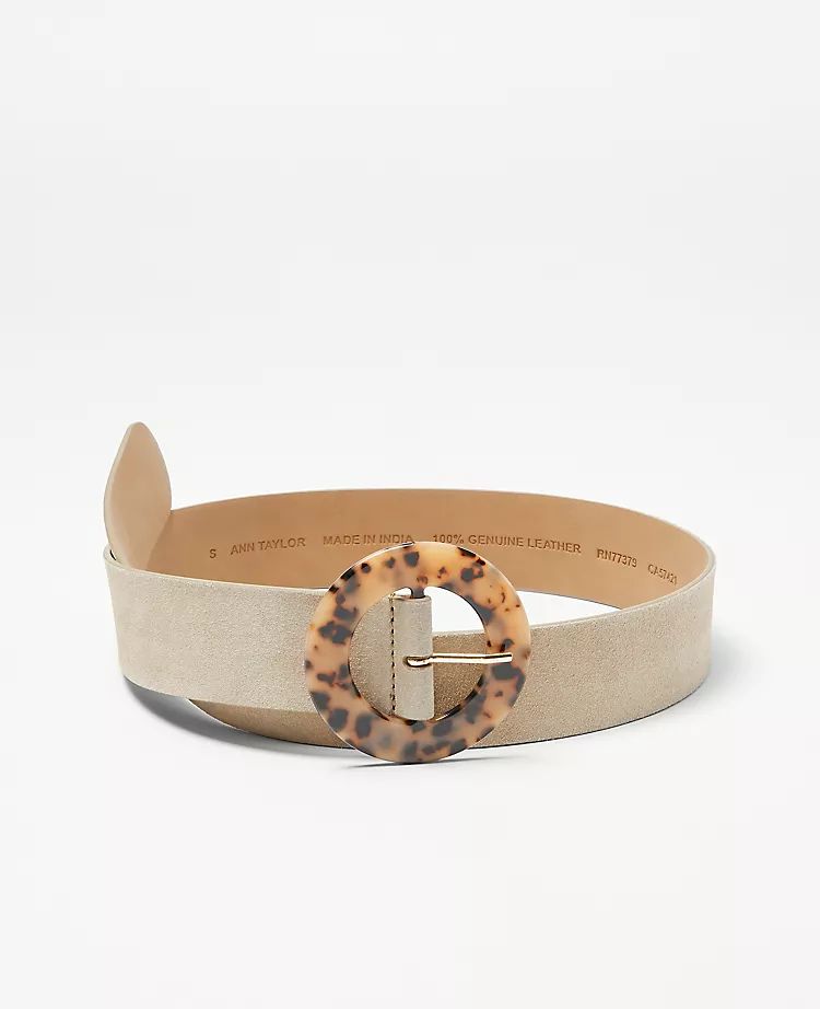 Tortoiseshell Print Buckle Suede Belt | Ann Taylor (US)