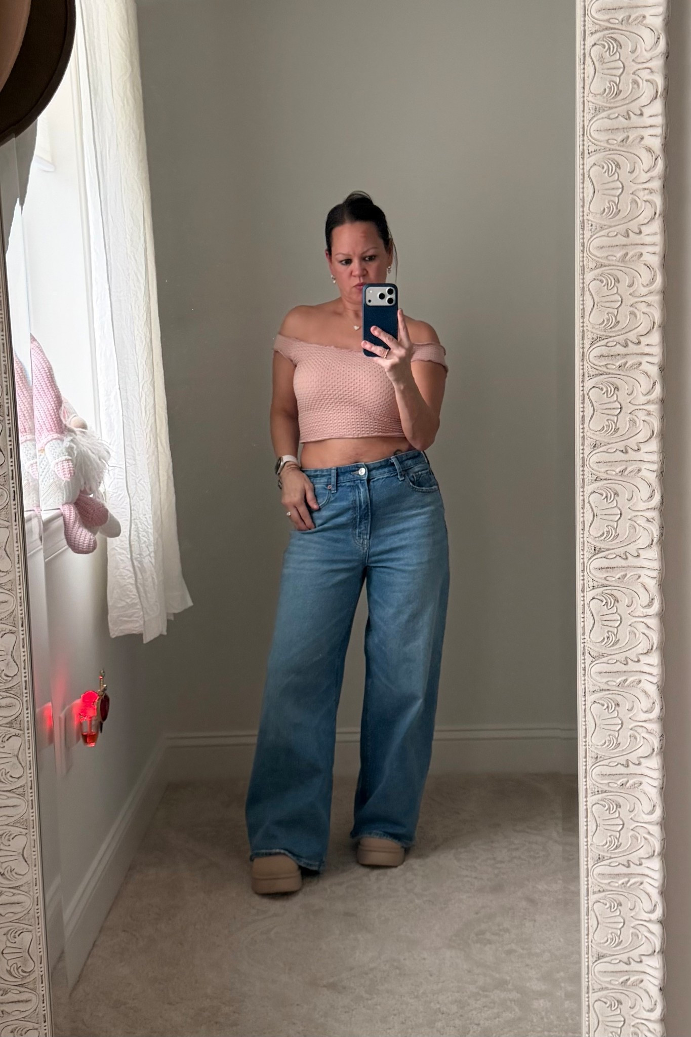 Casual + comfy + a little bit cute 💕
Obsessed with this off-shoulder #freepeople shirt and these wide-leg jeans!  Such an easy everyday outfit.

#LTKootd #LTKPetite #LTKOver40