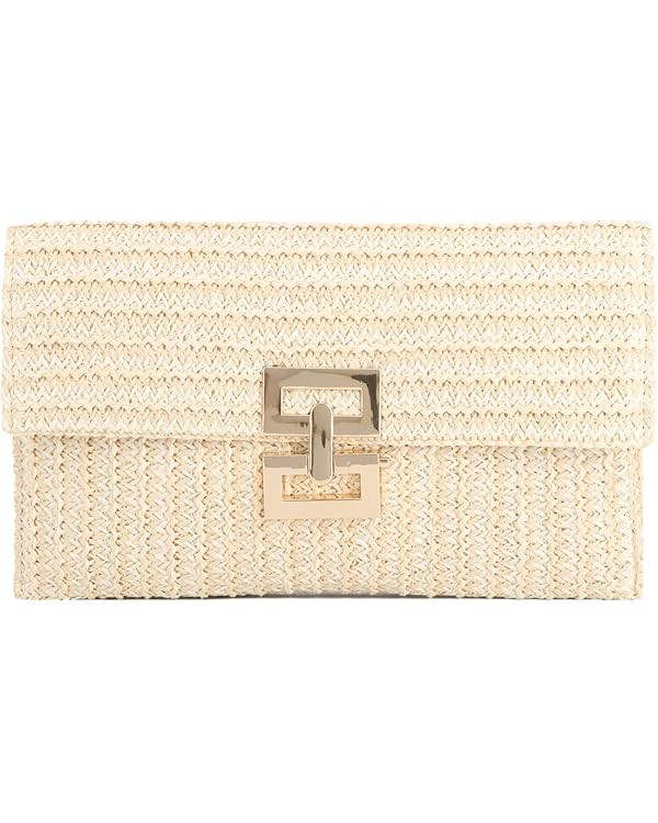 KUANG! Straw Clutch Purse for Women Beach Woven Bag Envelope Evening Clutch Straw Handbag | Amazon (US)