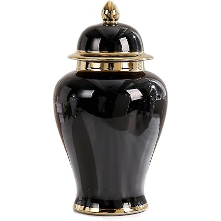 Ginger Jar,White Ginger Jar with Gold Trim,Ginger Jar Vase Decor, Ceramic Decorative Jars for Hom... | Amazon (US)