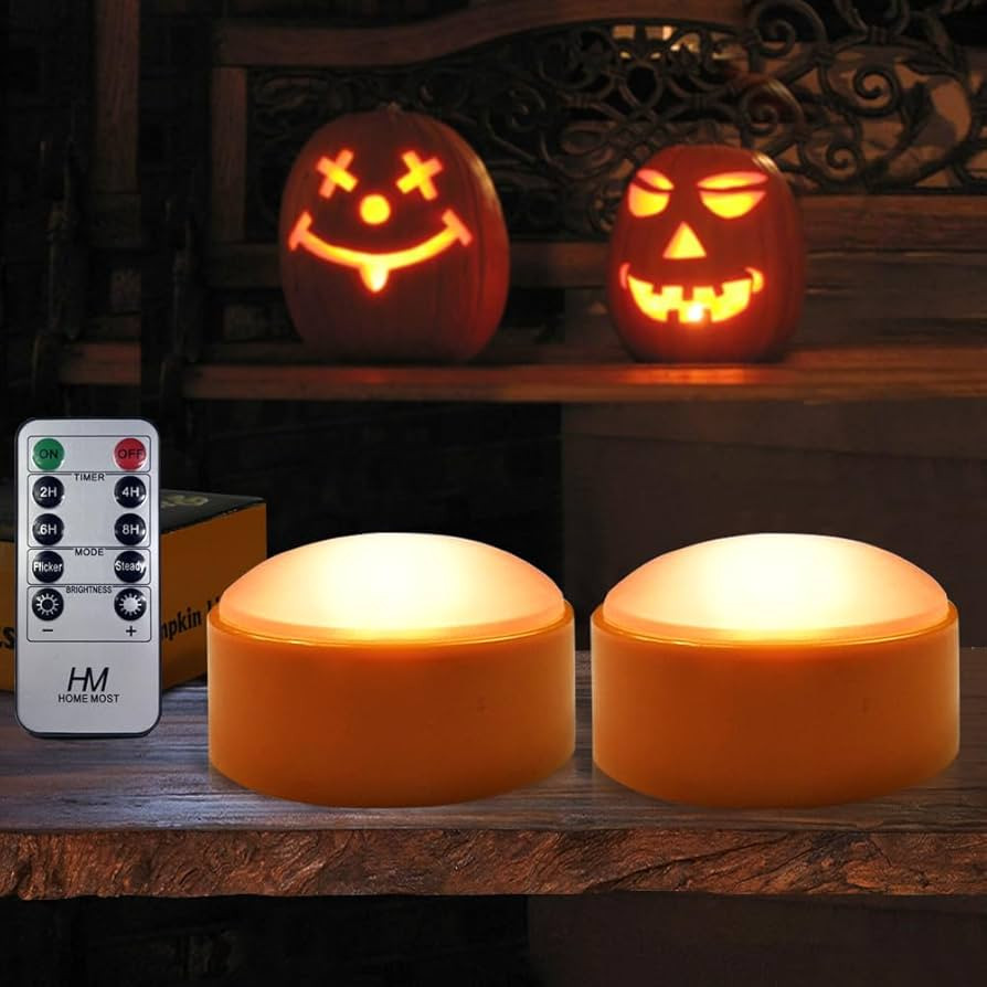 2-Pack Halloween Pumpkin Lights with Remote/Timer - Orange Pumpkin Lights LED Battery Operated Ha... | Amazon (US)