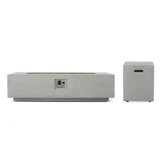 Noble House Aidan 56 in. x 15.00 in Rectangular MGO Gas Fire Pit Table in Light Grey - 50,000 BTU... | The Home Depot