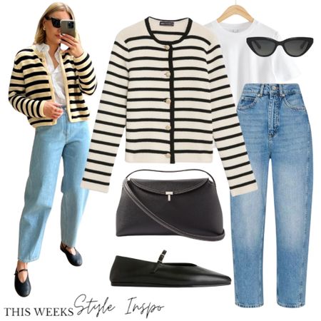 Gorgeous spring look with a striped cardigan 

Striped cardigan 
Barrel jeans 
Mary Janes 
Toteme bag 

#LTKstyletip #LTKspring #LTKuk