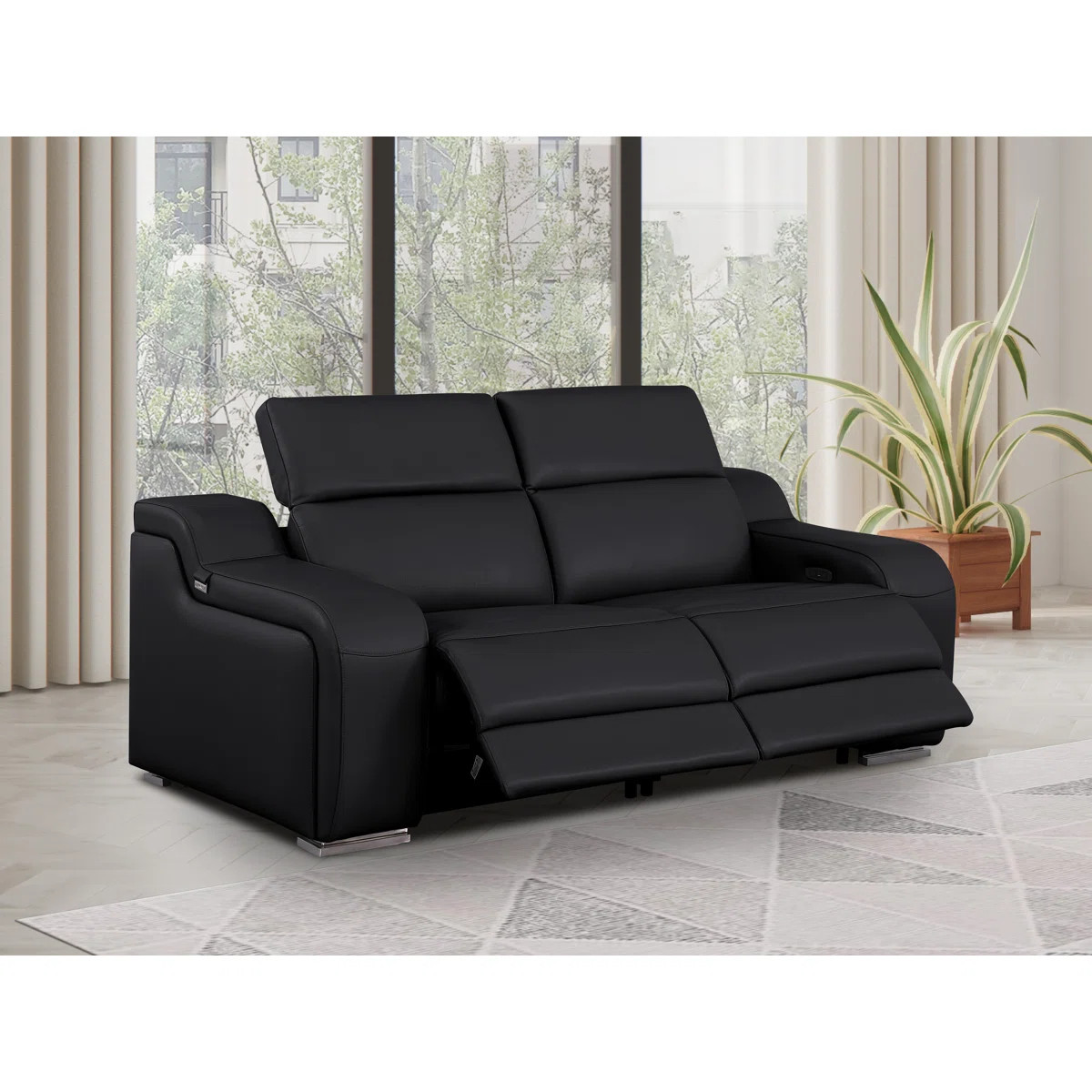 Top Grain Italian Leather Loveseat With Power Headrest | Wayfair North America